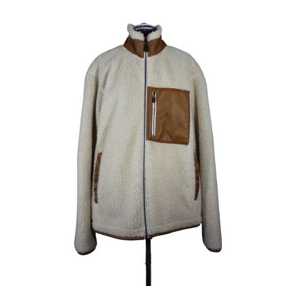 Orvis Stowe Sherpa Jacket Men’s Size Medium Faux Shearling Fleece Zip Front‎ - Picture 1 of 15